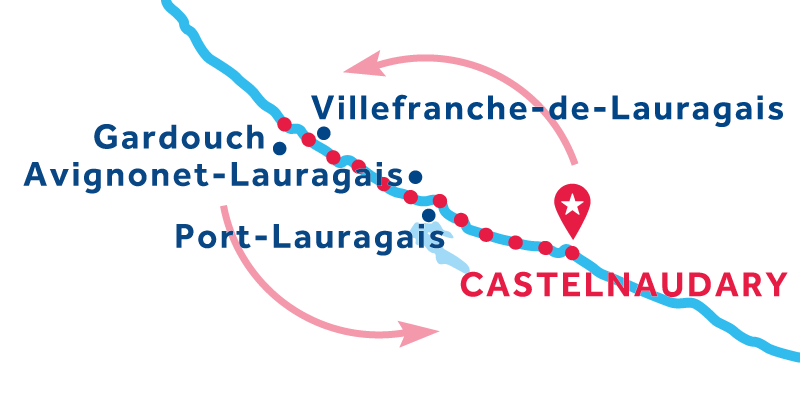 Castelnaudary Hin- und Rückfahrt über Gardouch
