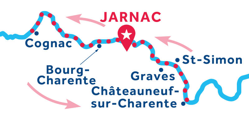 Jarnac RETURN via Cognac & Châteauneuf-sur-Charente