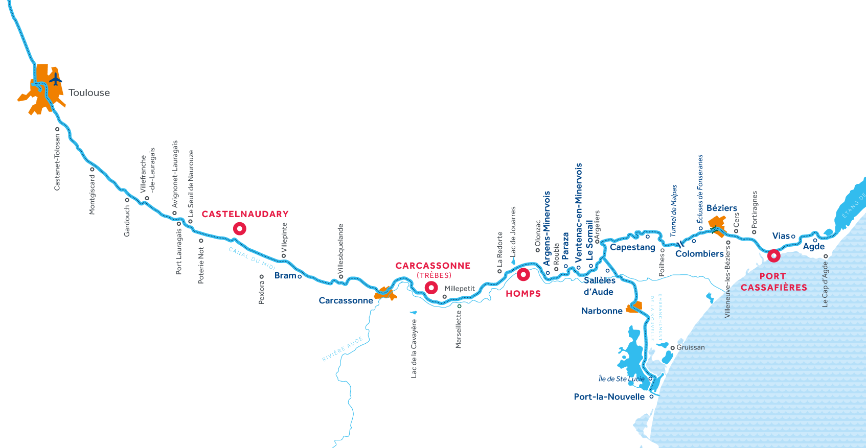 Karte des Canal du Midi