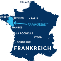 Karte zeigt, wo die Bretagne in Frankreich liegt